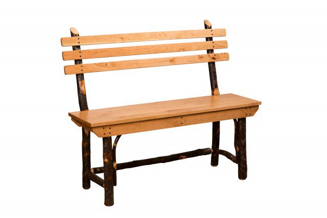 Bench w/Back & Solid Wood Seat
