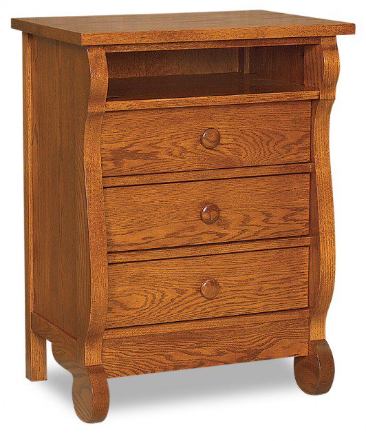Old Classic Sleigh 3-Drawer Nightstand with Opening