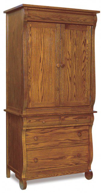 Old Classic Sleigh Armoire 2pc; 4-Drawer, 2-Door, 2 Adj. Shelves