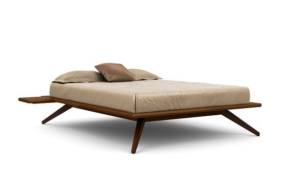 ASTRID Bed without Headboard Panels in WALNUT and DARK CHOCOLATE MAPLE