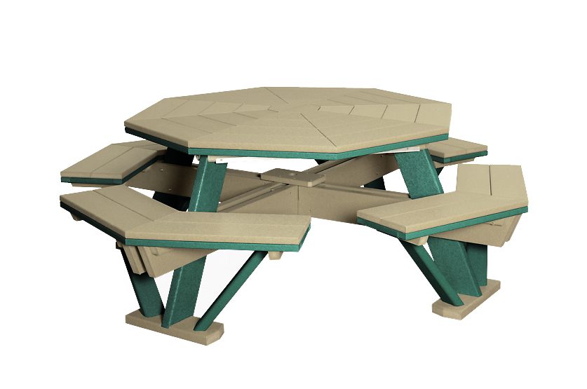 52″ Octagon Table w/Benches Attached