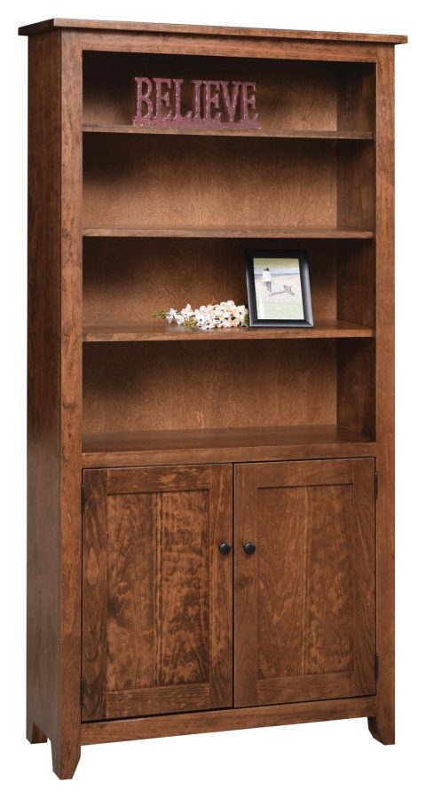 36″ Modern Mission Bookcase w/Doors