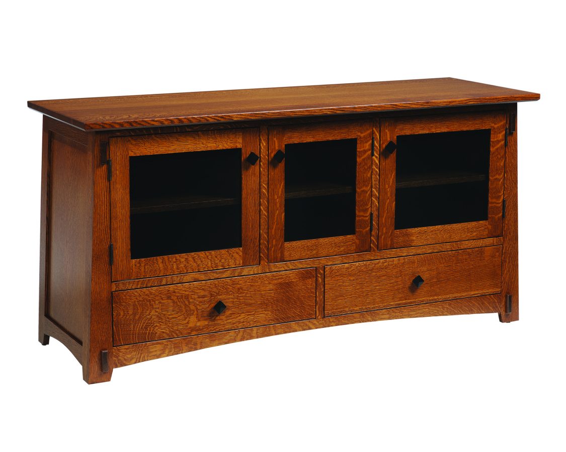 Olde Shaker Collection 60″ Tv Cabinet w/3 Glass Doors