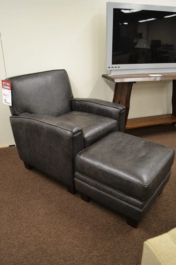 Leather Chair and Ottoman