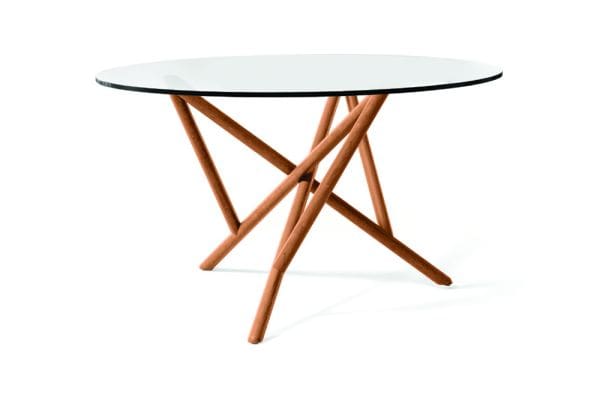 Baton Round Glass Top Table