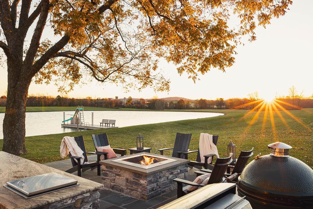 skyward poly patio furniture sunset sunburst over lake firepit view skyward poly patio furniture sunset sunburst over lake firepit view